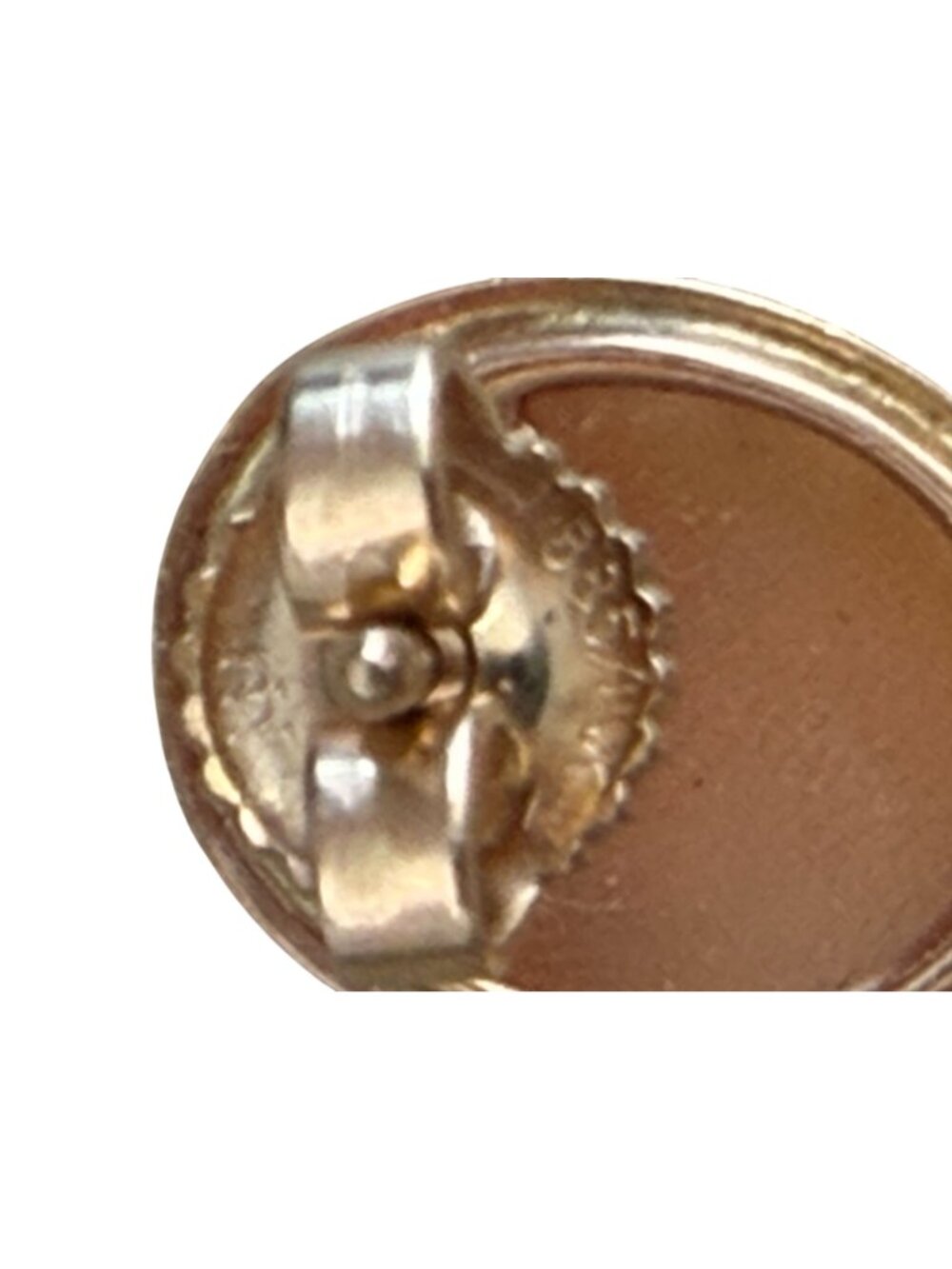 Vintage 14K Gold 585 Military Mark Backs, Cameo Post Earrings - Picture 4 of 7